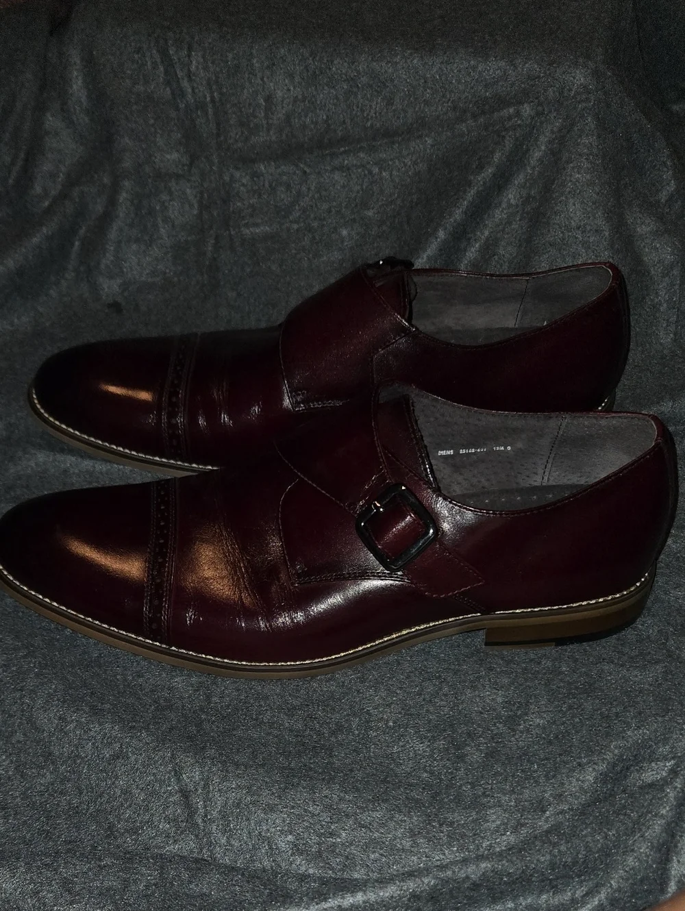 Stacy Adams Desmond Cap Toe Monk Strap Dress Shoes Burgundy Leather